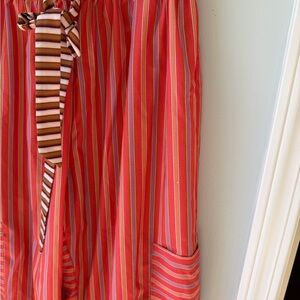 Red Striped Skirt with Tie Detail